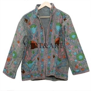 Chaqueta Suzani de Algodón Acolchada y Bordada, Prenda Exterior Étnica Colorida - Product Image 6