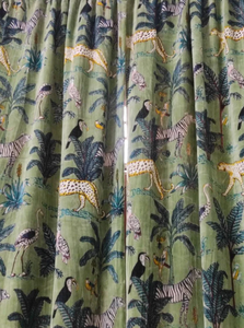 Vintage <b>Green</b> Animal Pattern Velvet <b>Curtains</b> with <b>Blackout</b> Valances Home Interior Decorative Wall Hanging Drapes - Product Image 2