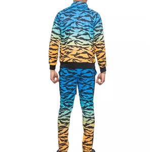 Men's Custom Solid Pattern Zipper <b>Track</b> <b>Suit</b> Set Training Fitness Sports Hoodie Sweatpants for Spring - Product Image 4