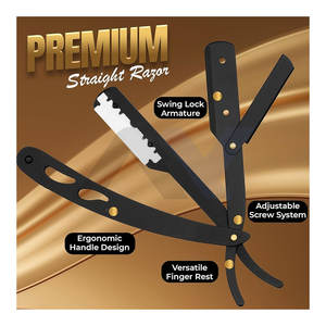 Navaja de Afeitar Tradicional de Hoja Recta, Negra, de Una Sola Hoja, Navaja de Barbero Clásica de Acero Inoxidable, Afeitado Suave, Preciso y Limpio - Product Image 2