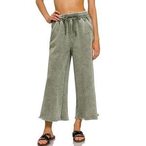 Pantalon de survêtement palazzo pour homme, style streetwear, en molleton 100 % coton délavé à l'acide, respirant, infroissable, élastique et évasé – Grande Vente - Product Image 3