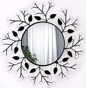 Miroir mural rond noir en métal Miroir d'appoint rustique pour salle de bain, entrée, salle à manger et salon - Product Image 6