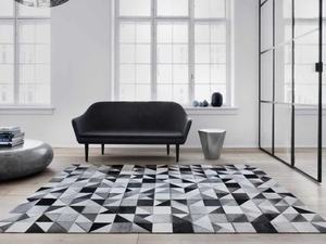 Handcrafted Striped <b>Natural</b> Leather <b>Rug</b> Pet Friendly & Non-Slip Authentic Cowhide & Sheepskin for Living Room & Bedroom - Product Image 2