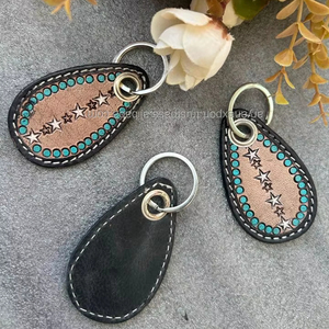 Porte-clés en cuir repoussé à la main en vente de gros Porte-clés gravé Porte-clés personnalisé en cuir véritable Porte-clés de créateur pour cadeau d'affaires - Product Image 5