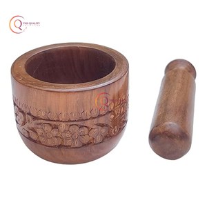 Mortan y mortero de madera de alta calidad, molinillo de especias tradicional hecho a mano, utensilio de cocina para Hierbas y medicinas utilizadas en el hogar y la cocina - Product Image 3