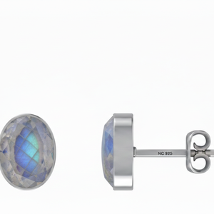 ต่างหูเงินแท้ 925 ประดับมูนสโตนสีรุ้งทรงลูกแพร์รูปไข่ ดีไซน์ผีเสื้อเก๋ไก๋ทันสมัย ตกแต่งขอบแบบ Bezel เหมาะสำหรับเป็นของขวัญในงานปาร์ตี้ - Product Image 2