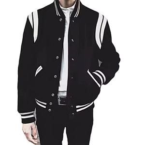 Custom Logo OEM Men's Hip Hop Style Varsity Jacket Stand Collar Chenille Patch Anti-Bacterial Breathable Windproof Eco-Friendly - Product Image 1