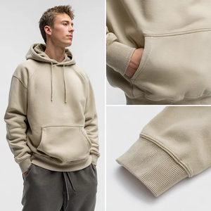 Sweat à capuche de luxe à épaules tombantes épaisses et à logo personnalisé Sweat à capuche de sport court en coton lourd pour hommes - Product Image 2