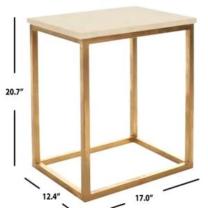 Table ronde en marbre blanc moderne de haute qualité, design carré avec accent doré, support en fer pour la décoration intérieure, meubles de salon - Product Image 1