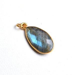 Collier pendentif poire Labradorite or 14 carats Bijoux en pierres précieuses naturelles pour femmes Vente en gros directe d'usine - Product Image 1