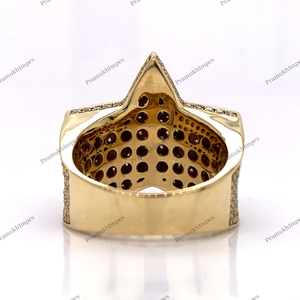 Anillo estético de estrella de hip hop con diamantes de moissanita de corte brillante redondo personalizado chapado en oro amarillo con certificación GRA - Product Image 2