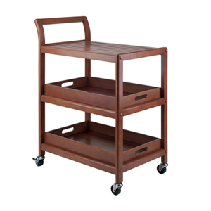 Wholesale Handmade <b>Wood</b> Two-tier bar <b>Cart</b> Trolley Restaurant Furniture Hotel Furniture From Vietnam - Product Image 5