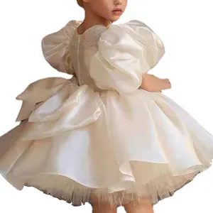 Enfant en bas âge filles Vintage Mini robe à manches courtes robe de bal avec décoration à paillettes nouveaux vêtements d'été pour enfants