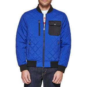 2025 nueva chaqueta informal de manga larga con cremallera estampada personalizada para hombre, chaqueta de bombardero con patrón de diamantes con forro grueso Vintage para hombre - Product Image 1