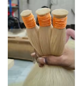 Vente chaude cheveux blonds doux et soyeux en vrac simple dessiné avec des extrémités plus épaisses blanchiment traité chimiquement - Product Image 6