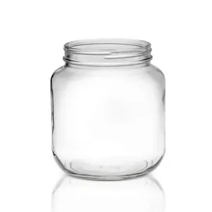 短圆形1/2加仑玻璃梅森食品罐，带110 400螺旋盖定制2升透明圆形饼干罐玻璃