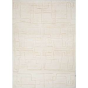 Alfombras de Lana Zuri Ivory, Tejidas a Mano, con Patrón Geométrico Abstracto, Estilo Tabriz, para Sala de Estar, Rectangulares, 9x12 Pulgadas, Modelos RA-1141 - Product Image 1