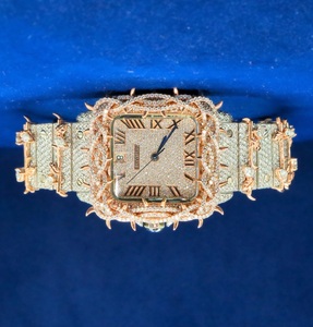 Montres en gros de luxe en acier inoxydable avec bracelet en cuir, quartz moissanite, style antique, verre saphir, étanches à 30 m - Product Image 2