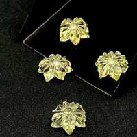 Pierre de quartz citron naturel sculptée à la main, mini-fleur sculptée, charme de fleur, 12 mm