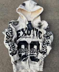 Sudadera con capucha lavada Vintage de calle personalizada, Sudadera con capucha de manga larga con estampado de letras de gran tamaño, informal, con hombros caídos, cremallera para hombre - Product Image 1