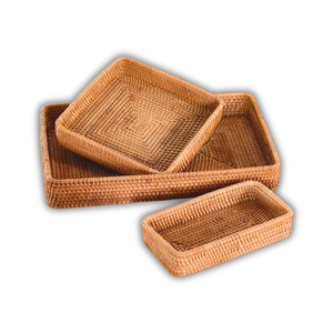 Natural Bamboo <b>Storage</b> <b>Basket</b> <b>RATTAN</b> TRAY FRUIT <b>STORAGE</b> <b>BASKET</b> Set 3pcs Decorative Serving <b>Baskets</b> Vietnam Crafts - Product Image 1