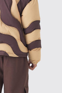 Latest Design Custom Logo Abstract Quilted Funnel Neck Puffer <b>Jacket</b> In Brown Windbreaker Quilted Down Caot Bubble <b>Men's</b> <b>Jackets</b> - Product Image 4