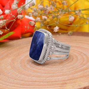 Bague pour filles à la mode en argent sterling 925 pierre précieuse Sodalite bleue faite à la main bijoux en diamant taillé princesse en argent sterling estampillé - Product Image 3