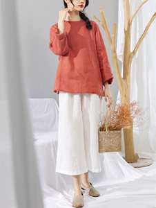 Camisa de trabajo de manga larga de lino sostenible para mujer Top de moda ecológico con estilo dulce Teñido liso Técnica de tejido al por mayor - Product Image 2