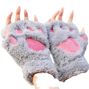 ถุงมือครึ่งนิ้วกันหนาวขนห่านเป็นมิตรต่อสิ่งแวดล้อมผ้ากำมะหยี่นุ่มน่ารักสำหรับผู้หญิงเด็กผู้หญิง - Product Image 1