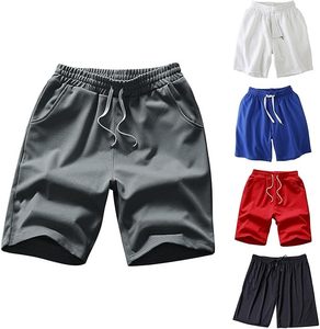 Pantalones cortos de entrenamiento atléticos informales para hombre, pantalones cortos de gimnasio hasta la rodilla de Color sólido, cintura elástica, cordón, ajuste holgado, transpirable, no tejido - Product Image 6
