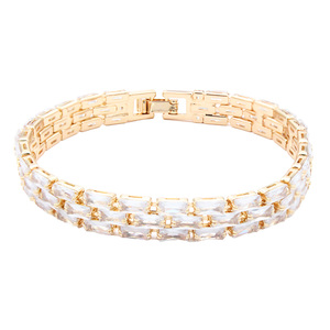 Black CZ 7 \ "bracciali Tennis lunghi placcato oro 13 mm di larghezza - Product Image 4