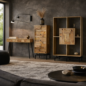 Table console en bois de manguier massif, style industriel moderne, meubles de chambre à coucher, salon, tiroirs de rangement, couleurs personnalisées disponibles - Product Image 1