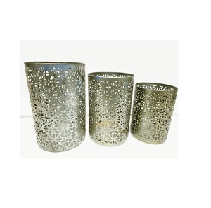 Moderno Metal floral estampado Navidad votivo titular elegante decoración del hogar Pilar titular - Product Image 3