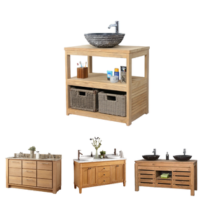 Mueble de baño al por mayor tocador de madera maciza hecho en Indonesia producto de alta calidad para proyecto de hotel y tienda - Product Image 6