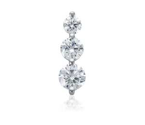 Pendientes de Oro de 14K con Tres Diamantes (Naturales) en Forma de Gota Graduada - Product Image 1