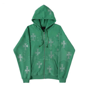 <b>Men</b> Acid Wash Rhinestone Hoodie Stylish Cotton Blended Streetwear <b>Pullover</b> with Sparkle Detailing Casual Wear - Product Image 1