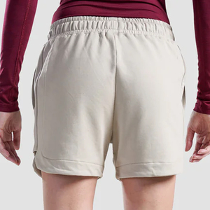 Short à cordon de serrage à taille haute pour femmes Pantalon de survêtement respirant et ample Taille élastique Short en coton athlétique à motif solide pour femmes - Product Image 4
