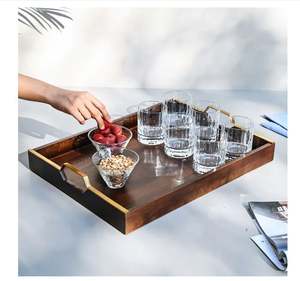 Bandeja de servicio Rectangular lisa de madera de latón AK, bandeja de servicio decorativa de calidad superior para utensilios de cocina/vajilla - Product Image 2