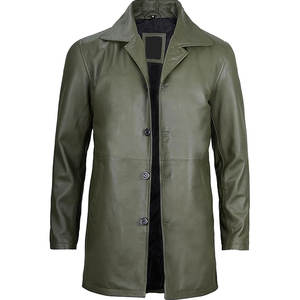 <b>Men</b> <b>long</b> <b>trench</b> <b>coat</b> in genuine leather, soft lining and durable windproof features. - Product Image 3