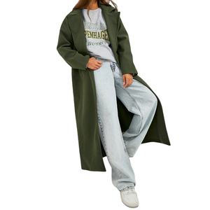 Manteau d'hiver élégant de haute qualité en laine mélangée respirante écologique vert olive long pour femmes pour la mode de tous les jours - Product Image 1