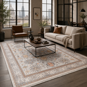 Netline Home Georgian Octagons Natural Beige Heritage Washable <b>Rug</b> - Product Image 1