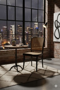 SOLOBEAT Noir <b>Rattan</b> Modern Eco-Friendly Dining <b>Chair</b> Solid Wood Handmade Restaurant Furniture for Hotel Living Room Apartment - Product Image 2