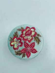 Floral Wholesale Price Luxury Velvet <b>Wood</b> Fabric Jewelry Organizer Necklace Ring Hand Beaded Embroidered Customized Color Size - Product Image 2
