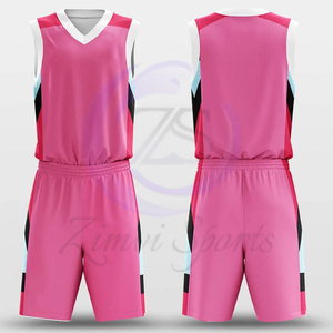 Conjunto de uniforme de baloncesto impresión por sublimación alta calidad nuevo diseño personalizado nuevo color rosa - Product Image 4