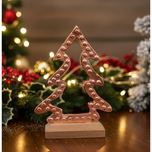 Arbre de Noël moderne en métal doré, ornement de Noël autoportant en métal martelé, finition en laiton, centre de table de décoration pour la maison de vacances - Product Image 3