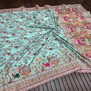 Saree Paithani de seda de tejido puro de lujo con intrincado trabajo Zari perfecto para bodas, fiestas y colecciones étnicas - Product Image 5