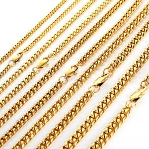 Kalung Rantai Cuban Link Baja Tahan Karat 316L OEM Pabrik, Lapis Emas 18K, Tahan Air, Anti Kusam untuk Pria Wanita, RTS Logo Kustom - Product Image 6