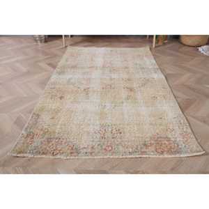 พรมตุรกีขนาดเล็ก 3x4.9 ฟุต พรมวินเทจสีเบจไล่เฉด พรมขนสัตว์ - Product Image 2