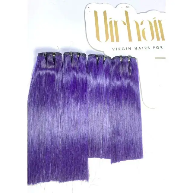Grosir murni ungu kualitas tinggi ekstensi tulang straight bundel rambut Virgin manusia, Vendor rambut oleh perusahaan Virhairs