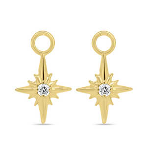 Boucles d'oreilles pendantes polyvalentes en or massif 14K 18K avec diamant de laboratoire taille brillant ronde en forme d'étoile, serties clos, pour usage quotidien - Product Image 1